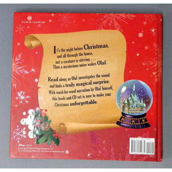 Disney Frozen Olaf's Night Before Christmas Hardcover Book & CD 2015 - Picture 13 of 14